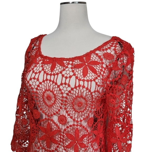 H&M COACHELLA DRESS ORANGE CROCHET STYLE COVER UP SZ M - Picture 8 of 10